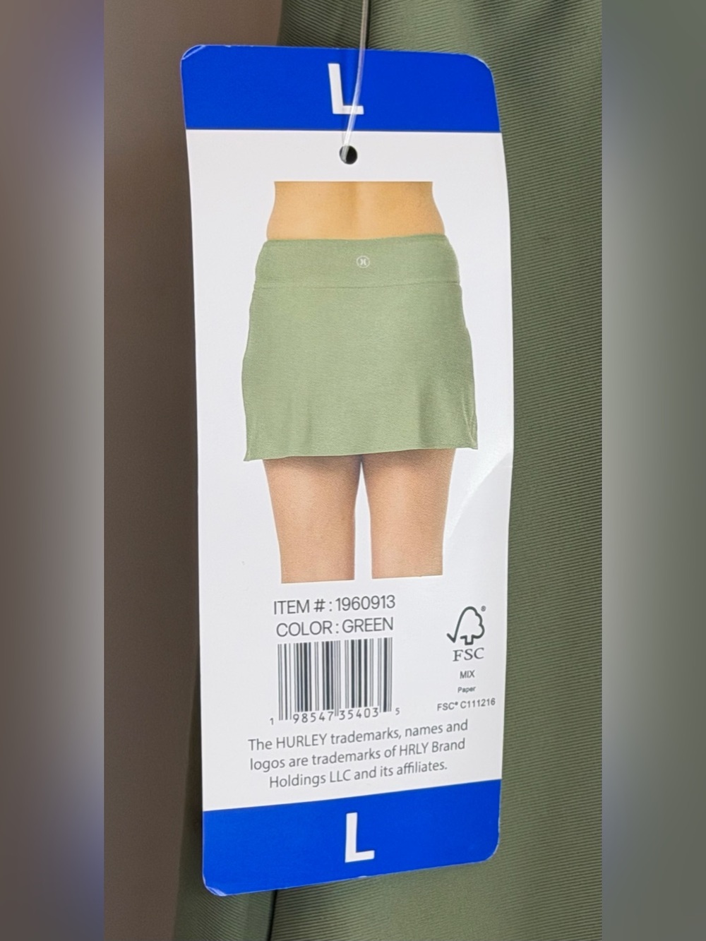 Hurley Green Swim Skort Large UPF 50+ Built In Shorts Athletic Beach Skirt - Picture 4 of 7